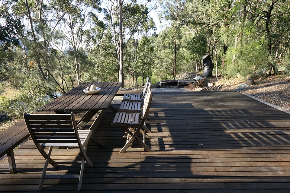The timber deck among native eucalypts